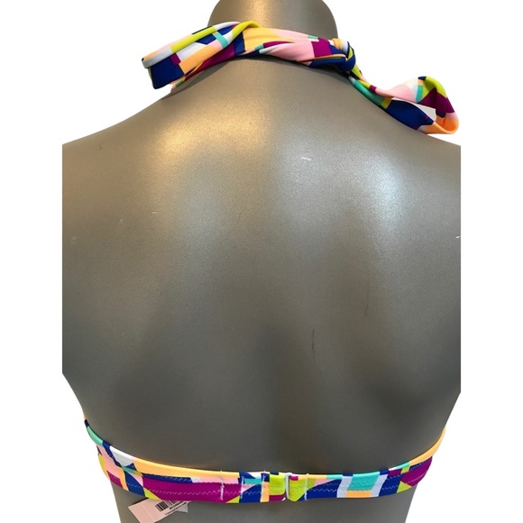 Victoria's Secret PINK Bright Multicolor Geometric Triangle Wrap Swim Top S - Picture 2 of 2